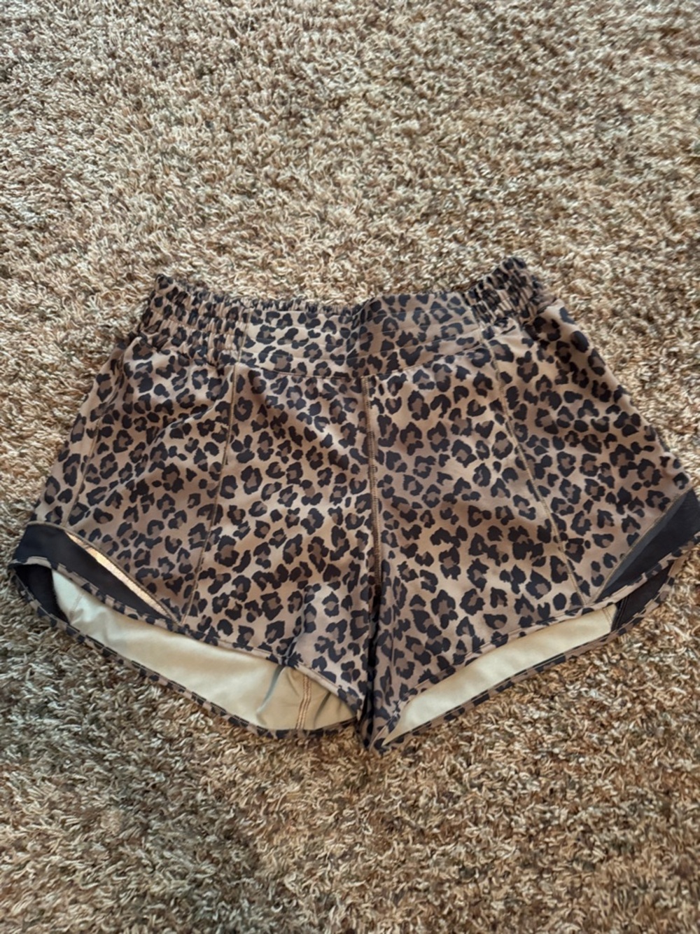 New w/o tag worn once, lululemon athletica Leopard Print Brown Athletic Shorts